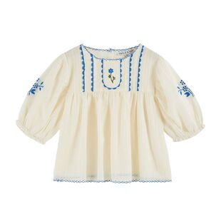 锦小和emile进口正品女童短袖t恤新款夏季纯棉洋气儿童花朵小上衣