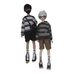 BJD3分4分 ob22ob24 BJD娃衣条纹卫衣运动工装短裤休闲套装P20娃