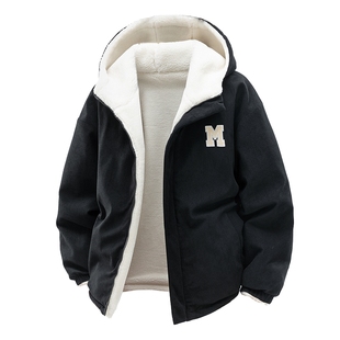 NASA STUSY美式2025冬季加厚羊羔绒双面穿棉衣男款羽绒棉服外套