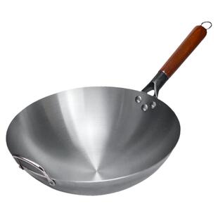 家用老式精铁生铁锅圆底老铁锅无涂层不沾锅厨房燃气灶专用炒菜锅