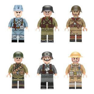 军事积木八路军国军德军美军英军二战士兵长津湖男孩益智拼装礼物