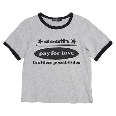 美式复古字母印花短款短袖T恤