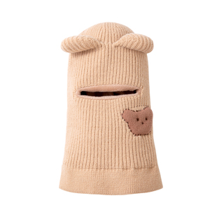 宝宝帽子冬季围脖一体帽儿童防寒保暖毛线帽男女童秋冬小童护脸帽