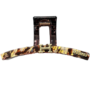 复古风H标晕染棕色抓夹女后脑勺鲨鱼夹高级感大号盘头发夹子头饰