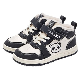 泰兰尼斯2025冬季新款儿童板鞋加绒保暖运动男童鞋女童休闲熊猫鞋