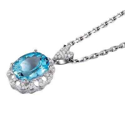 米莱天然项链18k金镶嵌海蓝宝石