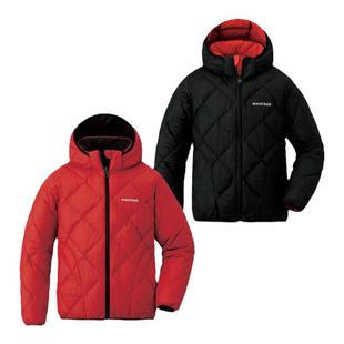 日潮跑腿Montbell蒙贝欧儿童双面穿轻量羽绒服派克大衣可拆卸风帽