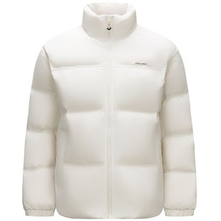 森马羽绒服男短款立领2025冬季新款情侣外套白色面包服冬装三防厚