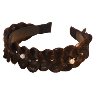 珍珠麻花辫宽边假发发箍一体鱼骨编发头箍女辫子发卡2025年新款潮