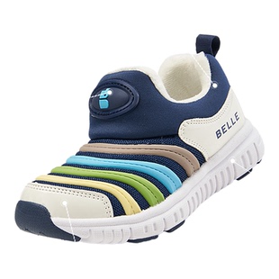 百丽童鞋一脚蹬学步鞋2025冬季加绒毛毛虫男童女童防滑棉鞋幼儿园