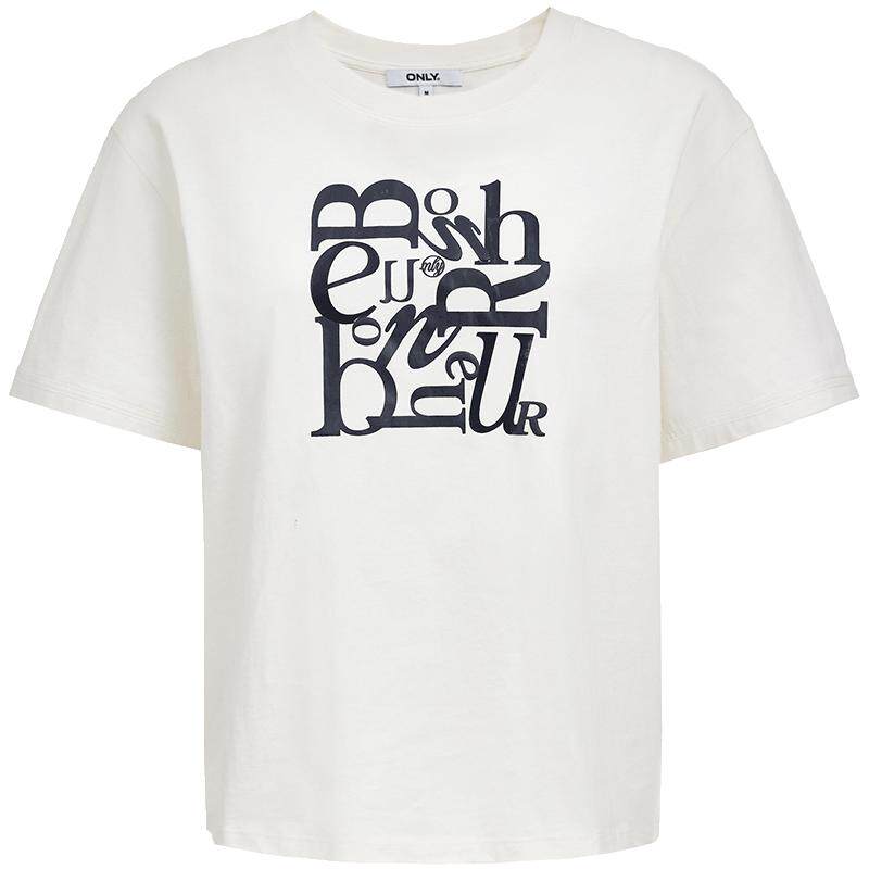 ONLY字母宽松落肩纯棉T恤