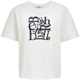 ONLY2026夏季新款不规则排列字母印花圆领宽松落肩纯棉短袖T恤女