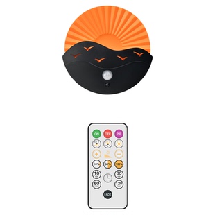 海上日出人体感应灯充电定时磁吸壁灯卧室床头睡眠无极调光小夜灯