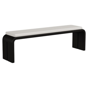 物宅丨实木家用客厅餐桌凳长板椅凳进门椅卧室床尾凳长条凳带靠背