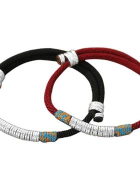 S999足银编织盘缠情侣手链男女