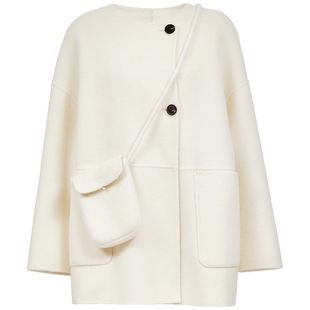 Vero Moda毛呢大衣2025秋冬纯绵羊毛学院风含斜挎小包32546T003