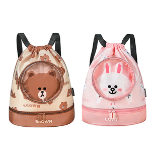 儿童游泳包干湿分离大容量防水收纳袋便携背包卡通小孩沙滩双肩包