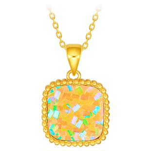 潮宏基幻彩小方糖黄金吊坠足金挂坠爆闪碎碎冰坠子轻奢时尚女计价
