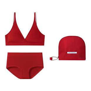 从轻高级感红色结婚法式文胸内衣套装三角杯本命年送老婆女友礼盒