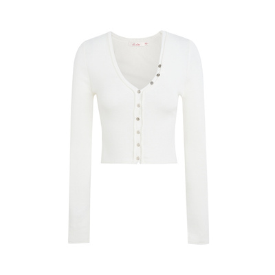 v领修身长袖打底针织衫