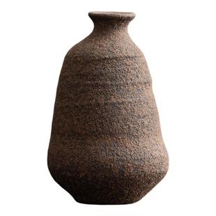 中式复古侘寂风仿材烧粗陶陶罐小花瓶民宿水培绿植插花陶瓷小摆件