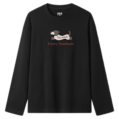 森马萌宠印花内搭情侣长袖T恤男