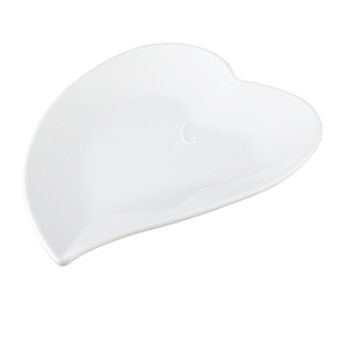 丰美创意菜盘10寸心形盘密胺点心盘 塑料仿瓷菜盘零食盘子白P132