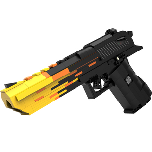 天积-6代沙漠之鹰积木枪可发射子弹2西莫夫拼装积木玩具男孩难度