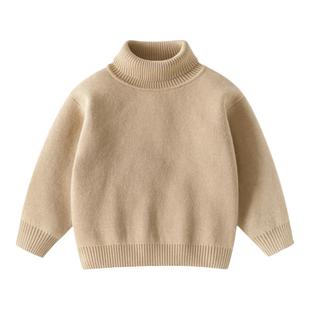 酷娃米儿童秋冬毛衣女童一体绒衣服婴儿宝宝高领外套男童加厚保暖