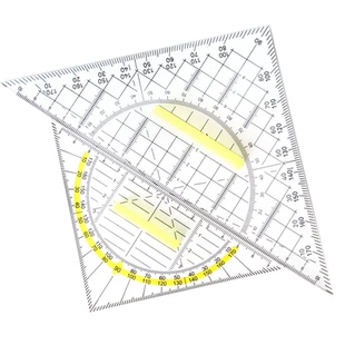 带手柄多功能三角尺三角板可画平行线三角尺画直线角度坐标尺量角器三角形尺透明直尺尺子大号小号