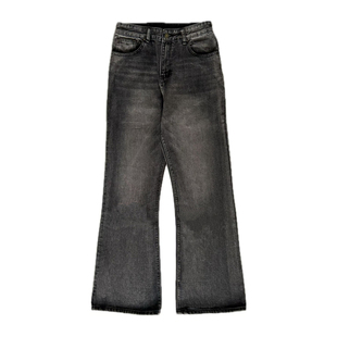 【阿XIAN】美式复古水洗黑灰微喇显高牛仔裤宽松垂感休闲长裤