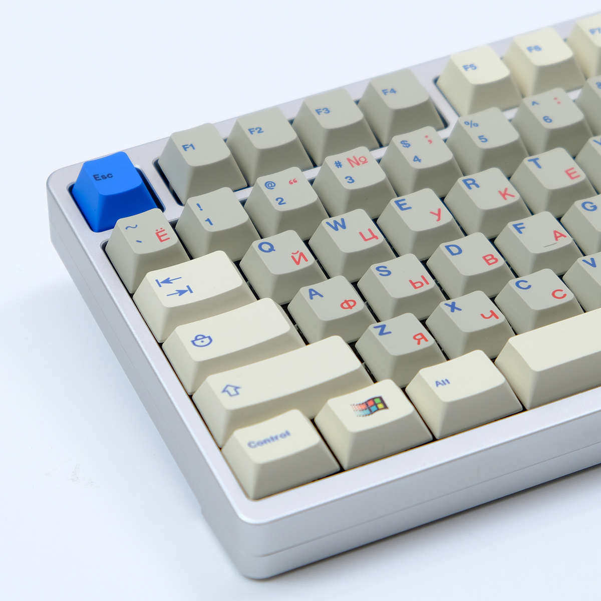 星尘外设  复古灰白蓝红俄文 字根 PBT材质 原厂高度热升华键帽