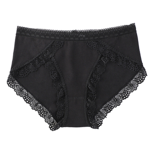 4/6条女士内裤女式纯棉中腰棉质面料性感蕾丝黑色三角裤大码全棉