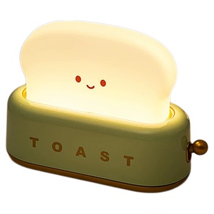 可爱面包机小夜灯卧室床头睡眠柔光治愈儿童伴睡喂奶定时氛围台灯