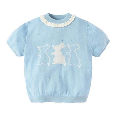 【mini亲子】迷你巴拉巴拉女童夏温柔木耳边针织T恤母女装儿童