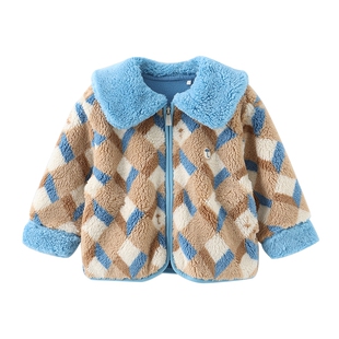 moimoln小云朵童装冬季男童冬装加厚外套毛绒大衣男宝宝上衣