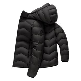 鸭鸭轻薄排骨压纹羽绒服男女同款2025秋冬季新款户外连帽保暖外套