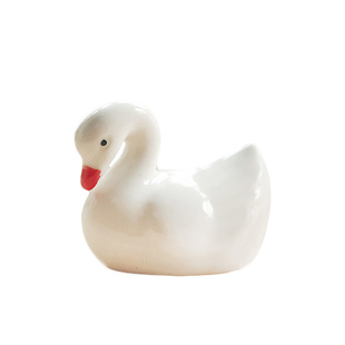 zakka陶瓷天鹅筷架 迷你白天鹅家居摆件 小天鹅筷枕笔托家居装饰