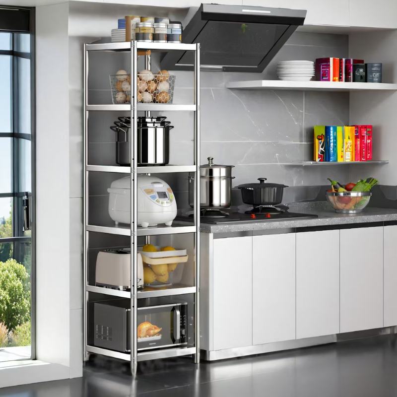 不锈钢厨房置物架落地多层微波炉烤箱收纳小架子家用储物货架锅架