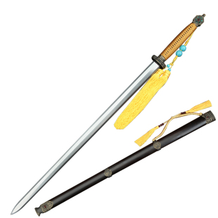 龙泉承影剑 神龙宝剑手工研磨花纹钢柄缠绳冷兵器一体刀剑未开刃