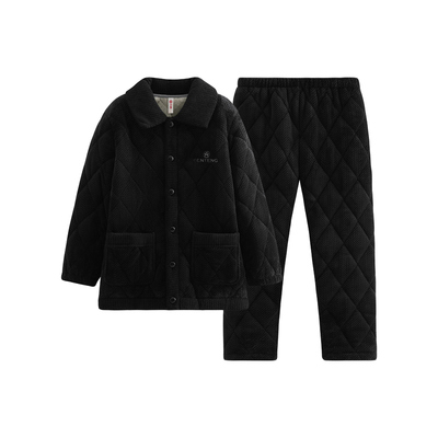 芬腾男士睡衣珊瑚绒三层加厚夹棉