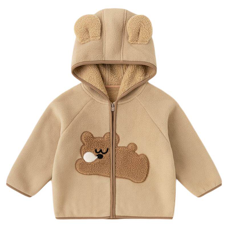 dudujia女童连帽外套冬款宝宝衣服新款女宝外衣加绒儿童上衣童装3