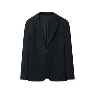 HLA/海澜之家绒感弹力休闲西服25秋冬新时尚花纹商务平驳领外套男