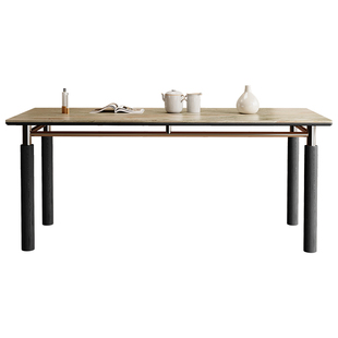 包豪斯德利丰岩板餐桌椅洞石中古风不锈钢白蜡木实木莫奈花园餐桌