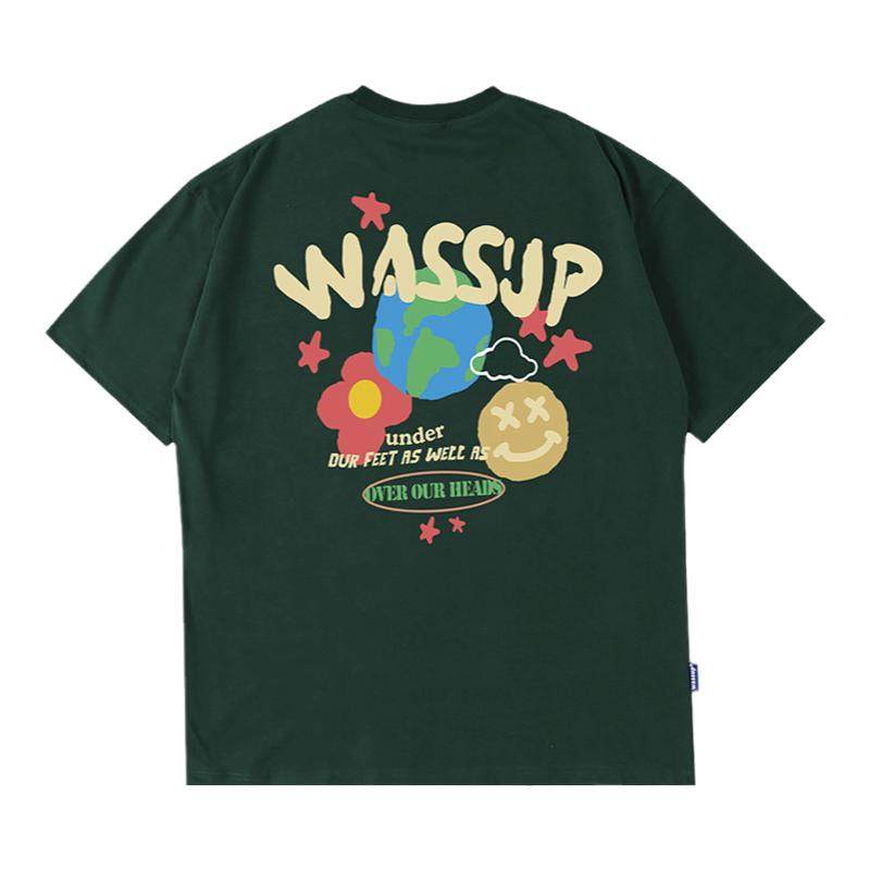 WASSUP涂鸦设计潮牌短袖男