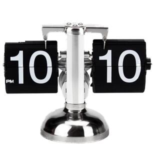 创意自动翻页钟表复古客厅摆件座钟现代简约机械时钟闹钟个性台钟