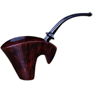 石楠木手工自由式军插烟斗黑色硫化橡胶烟嘴男士老式烟锅实木烟袋