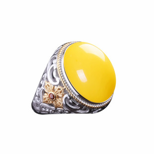 一物一拍!天然原矿蜜蜡戒指 925镶白蜜鸡油黄蜜蜡戒指 多款清仓