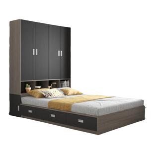 实木多层板榻榻米床衣柜一体带书桌小户型卧室家用套装组合储物床