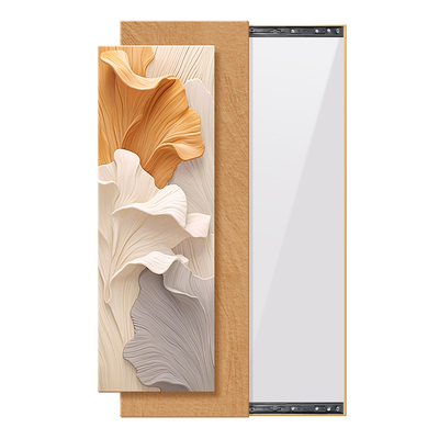 玄关装饰镜子画奶油风隐形可推拉